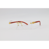 Cartier - 2808 - Wooden Golden - Metal - Rectangle - Blue Cut - Rimless - Eyewear