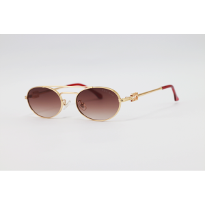 Miu Miu - 5G88 - Golden Brown Gradient - Metal - Double Bridge - Oval - Sunglasses